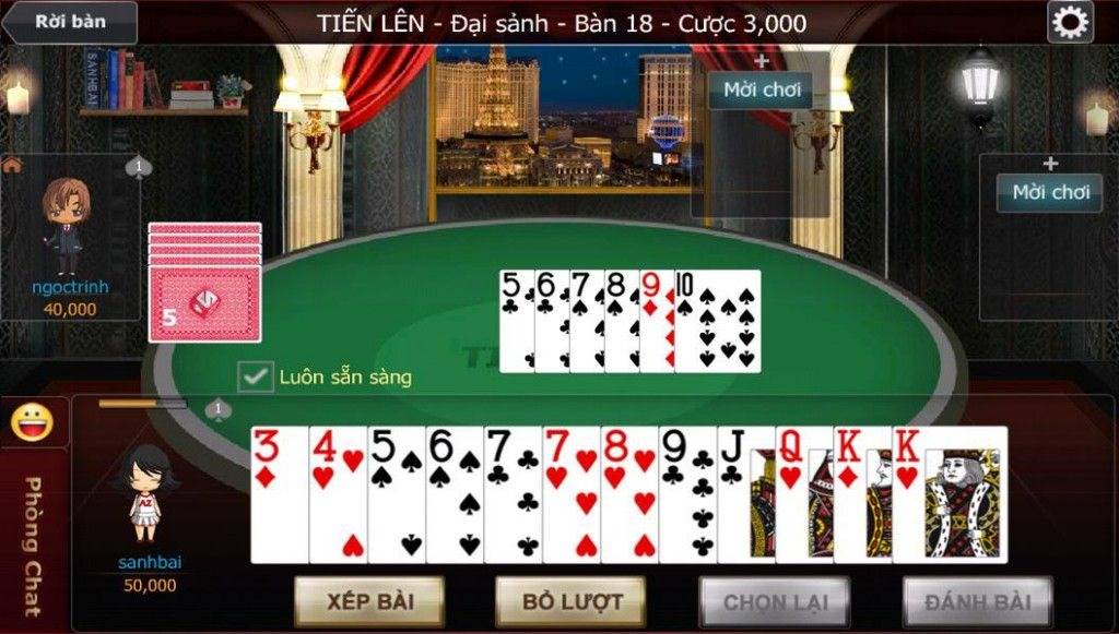 Phiên bản game bài tiến lên giao diện đẹp, cuốn hút